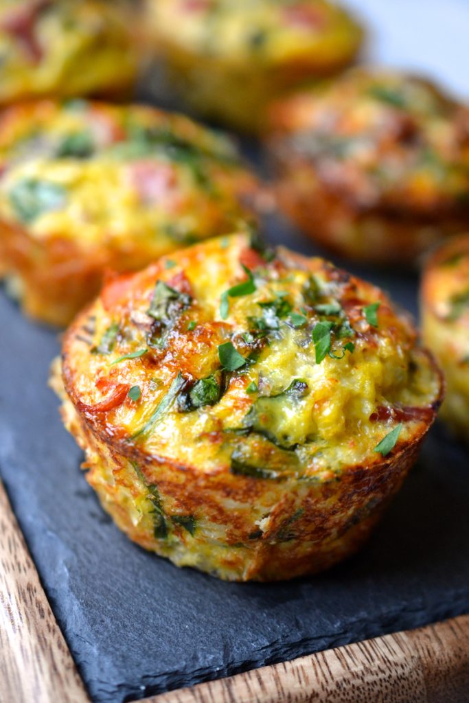 Ham, Spinach & Cauliflower Rice Breakfast Muffins (Paleo, Whole30)