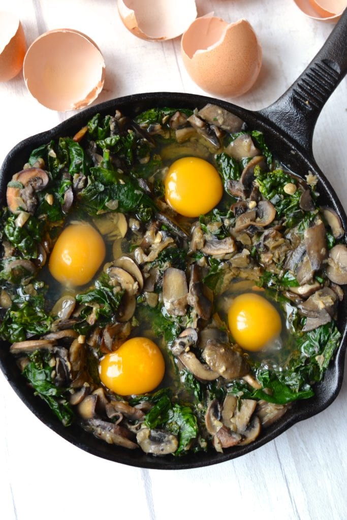 Kale, Spinach & Mushroom Baked Eggs Every Last Bite