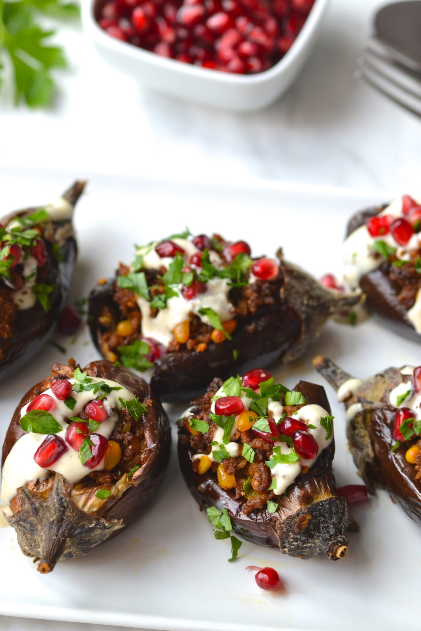 Middle Eastern Lamb Stuffed Eggplant (Whole30 - Paleo) | Every Last Bite