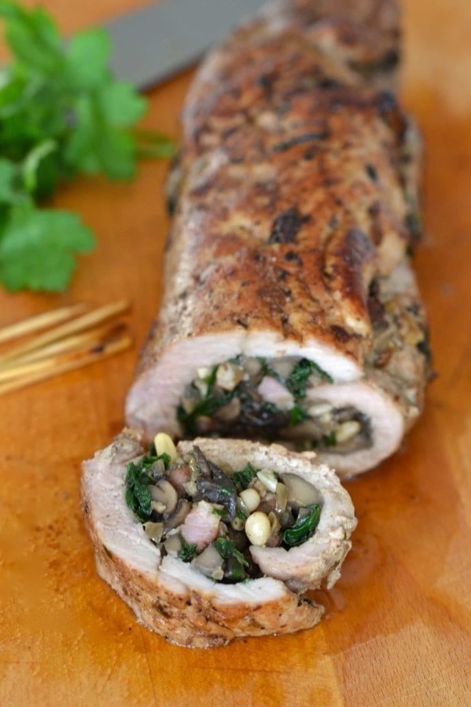 Mushroom & Bacon Stuffed Pork Tenderloin | Every Last Bite