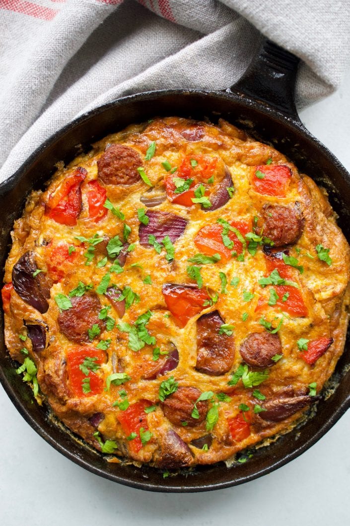 Chorizo & Roasted Pepper Frittata (Whole30) | Every Last Bite