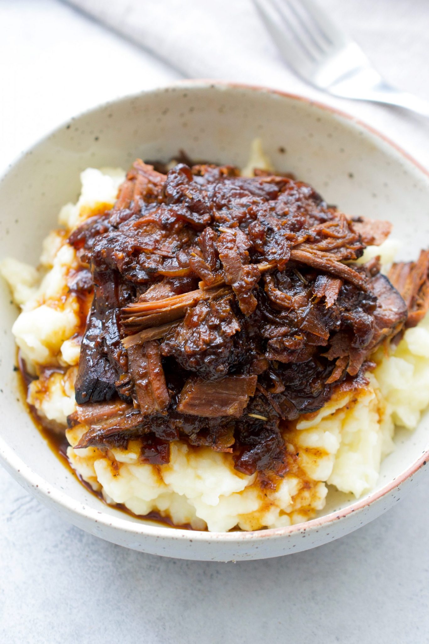 Slow Cooker Beef Brisket With Balsamic Onion Gravy - Every Last Bite