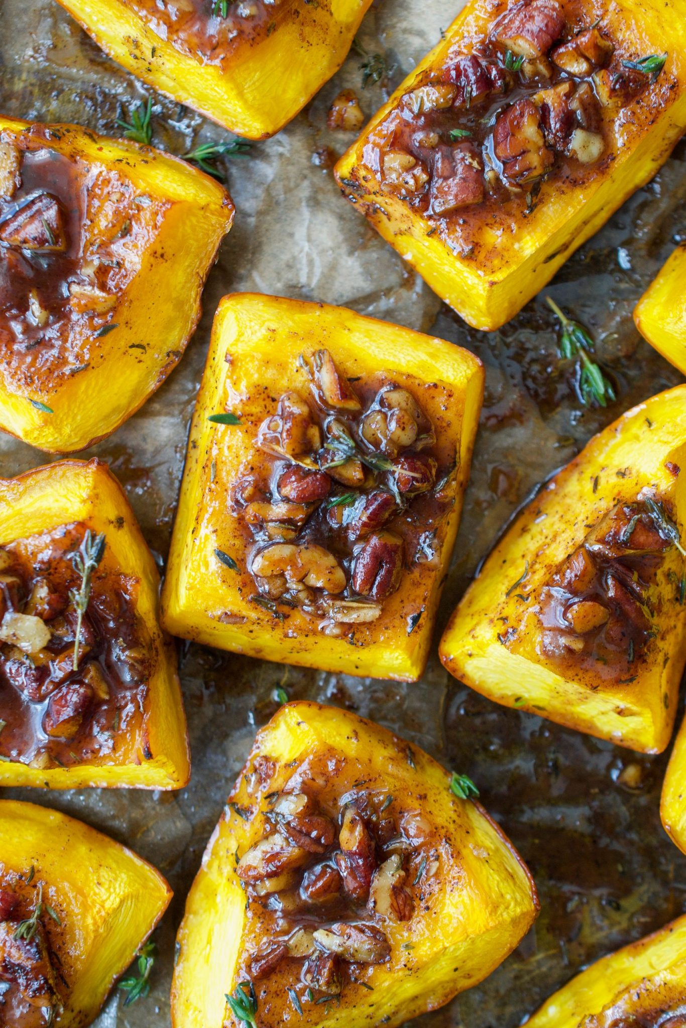 Roasted Pumpkin with Honey, Thyme & Pecans (Paleo) | Every Last Bite