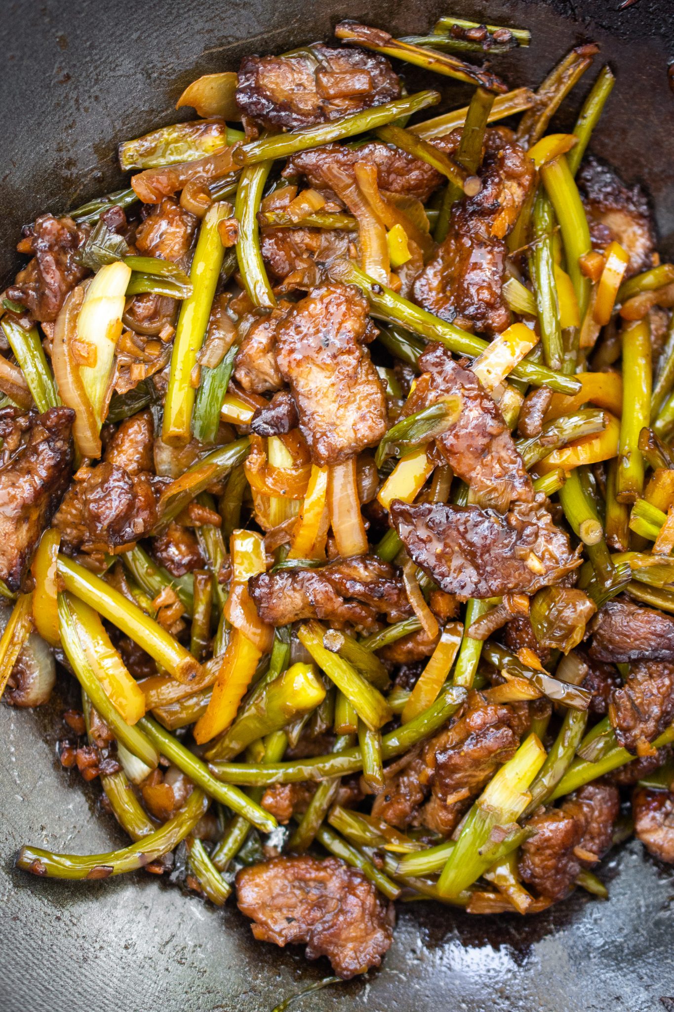 Garlic Scape & Crispy Beef Stir Fry - Every Last Bite